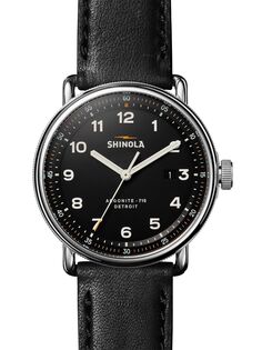 Часы Canfield 43MM с кожаным ремешком Shinola, черный