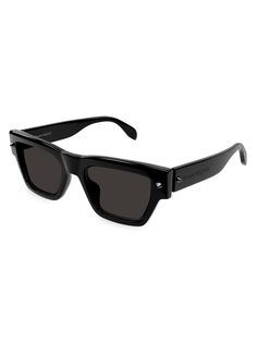 Квадратные солнцезащитные очки из ацетата с шипами 53 мм из ацетата Alexander McQueen, черный