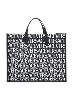Холщовая большая сумка с логотипом Versace, черный