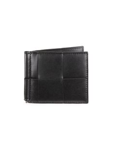 Кожаный бумажник Intrecciato в два сложения Bottega Veneta, черный