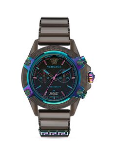 Часы-браслет с хронографом из поликарбоната Versace, черный