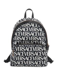 Рюкзак из плотной ткани с логотипом Versace, черный