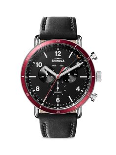 Часы Canfield Automatic Chrono Calendar с кожаным ремешком Shinola, черный