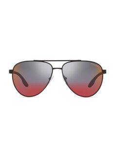 Металлические солнцезащитные очки Linea Rossa 61MM Prada Sport, черный