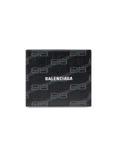Бумажник Signature Square в сложенном виде BB Канва с покрытием Monogram Balenciaga, черный