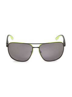 Зеркальные прямоугольные солнцезащитные очки 70 мм Prada, черный