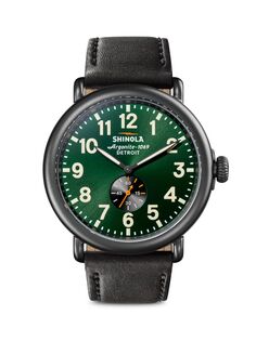 Часы Runwell Sub Second с кожаным ремешком Shinola, черный