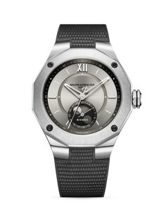 Часы Riviera из нержавеющей стали и каучука с фазой Луны Baume &amp; Mercier, черный