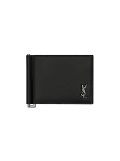 Кожаный кошелек Bifold с логотипом Saint Laurent, неро