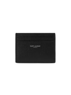 Визитница из зернистой кожи Saint Laurent, черный