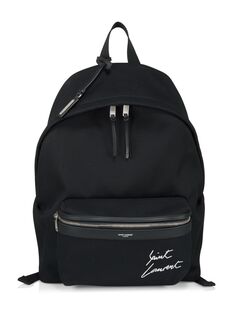 Холстовый городской рюкзак с вышивкой Saint Laurent, черный