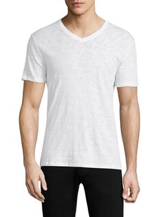 Текстурированная хлопковая футболка с v-образным вырезом ATM Anthony Thomas Melillo, белый