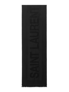Шарф из шерстяного жаккарда Saint Laurent, черный
