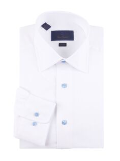 Текстурированная классическая рубашка добби Trim-Fit David Donahue, белый