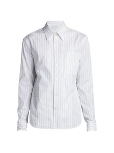 Рубашка из хлопкового поплина на пуговицах Bottega Veneta, белый