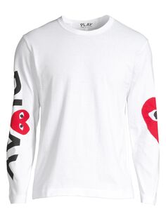 Хлопковая футболка с длинными рукавами и логотипом Play Comme des Garçons PLAY, белый
