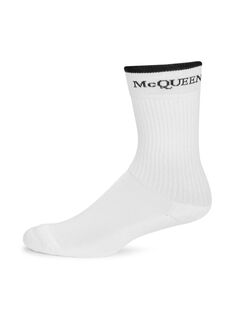 Двусторонние носки до середины икры с логотипом Alexander McQueen, черный