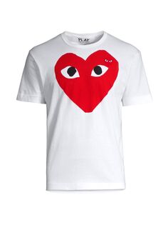 Хлопковая футболка с крупным сердечком Comme des Garçons PLAY, белый