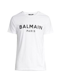 Футболка с круглым вырезом и принтом логотипа Balmain, белый