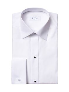 Классическая рубашка из пике с нагрудником современного кроя Eton, белый