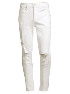 Рваные эластичные джинсы скинни до колен Zack с эффектом потертости Hudson Jeans, белый