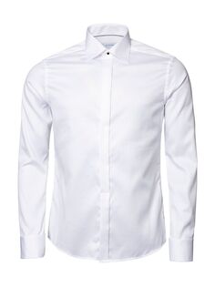 Рубашка-смокинг из твила облегающего кроя с отворотами спереди Eton, белый