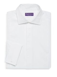 Однотонная рубашка классического кроя с длинными рукавами Ralph Lauren Purple Label, белый