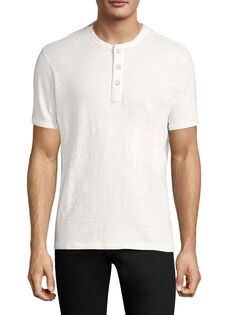 Текстурированная облегающая футболка Henley с короткими рукавами rag &amp; bone, белый