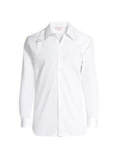 Хлопковая спортивная рубашка с длинными рукавами Harness Alexander McQueen, белый