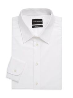 Однотонная классическая рубашка современного кроя Emporio Armani, белый