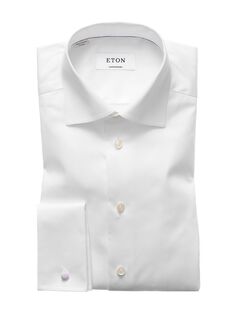 Рубашка из твила с узором &quot;елочка&quot; в современном стиле Eton, белый