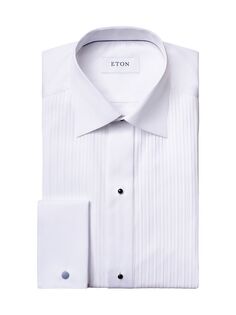 Формальная рубашка классического кроя со складками и нагрудником Eton, белый