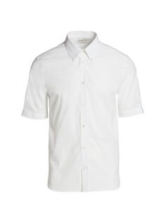 Классическая хлопковая спортивная рубашка с короткими рукавами Alexander McQueen, белый