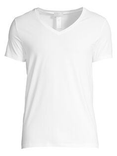 Хлопковая футболка Superior с коротким рукавом и V-образным вырезом HANRO, белый