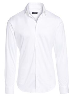 Однотонная спортивная рубашка интерлок Giorgio Armani, белый