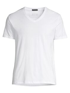 Хлопковая футболка Slim Fit с v-образным вырезом ATM Anthony Thomas Melillo, белый