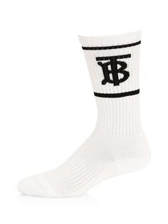 Спортивные носки с двумя полосками и монограммой Burberry, белый