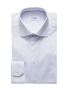 Классическая рубашка с длинными рукавами и микропринтом в современном стиле Eton, синий