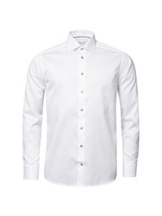 Классическая рубашка из твила современного кроя с серыми деталями Eton, белый