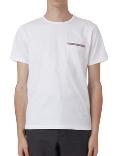 Хлопковая футболка с карманом Thom Browne, белый