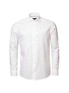 Мягкая повседневная рубашка из хлопка и шелка современного кроя Eton, белый