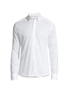 Мягкая повседневная облегающая спортивная рубашка из хлопка пике Eton, белый