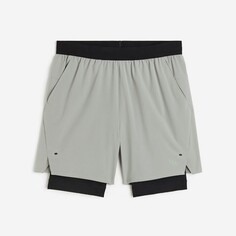 Спортивные шорты H&amp;M DryMove Double-layered, серый/черный H&M
