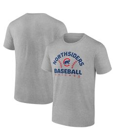 Мужская фирменная футболка heather grey chicago cubs iconic go for two Fanatics, мульти