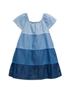 Многоуровневое платье из шамбре для маленькой девочки Splendid