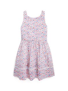 Платье из сирсакера с цветочным принтом для маленькой девочки Polo Ralph Lauren