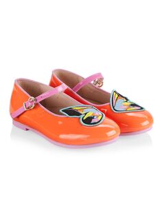 Туфли для девочек, маленьких девочек с вышивкой бабочки на плоской подошве Sophia Webster