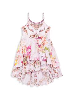 Ярусное платье для маленьких девочек и девочек с цветочным принтом CAMILLA, разноцветный