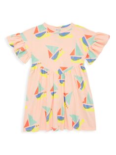 Многоцветное платье-парусник с оборками для маленьких девочек и девочек Bobo Choses, розовый