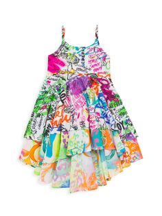Ярусное платье с граффити для маленьких девочек и девочек CAMILLA, разноцветный